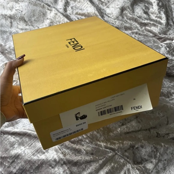 Fendi Velvet Platform Sandals in Black and Blue Size 36 - Picture 4 of 7